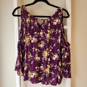 Gypsies and Moondust Cold Shoulder Keyhole Blouse